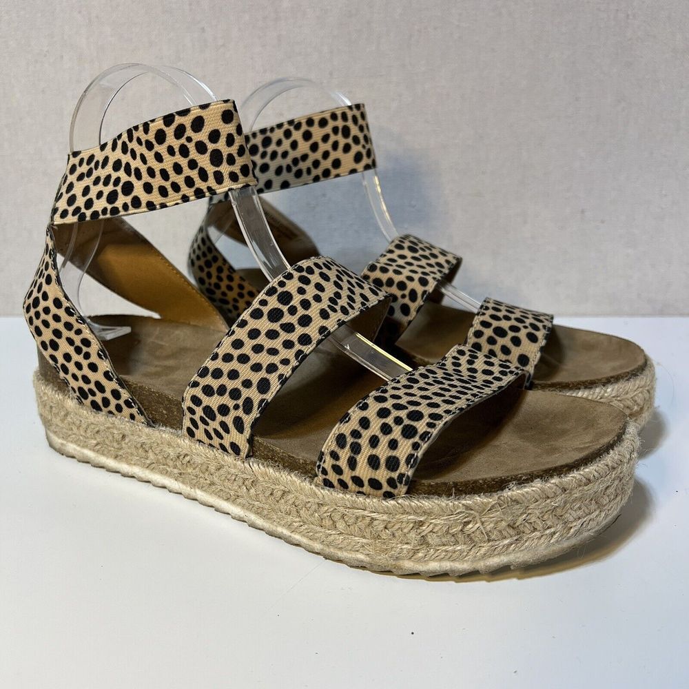 American Eagle Outfitters Tan and Black Platform Espadrilles Sandals 9